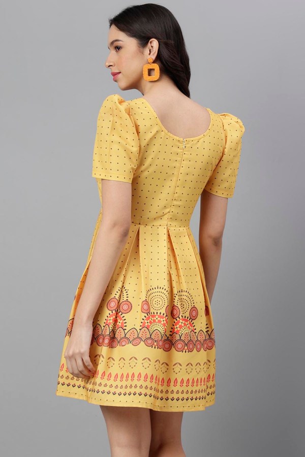 Yellow Cotton Blend Western Dress - Image 8