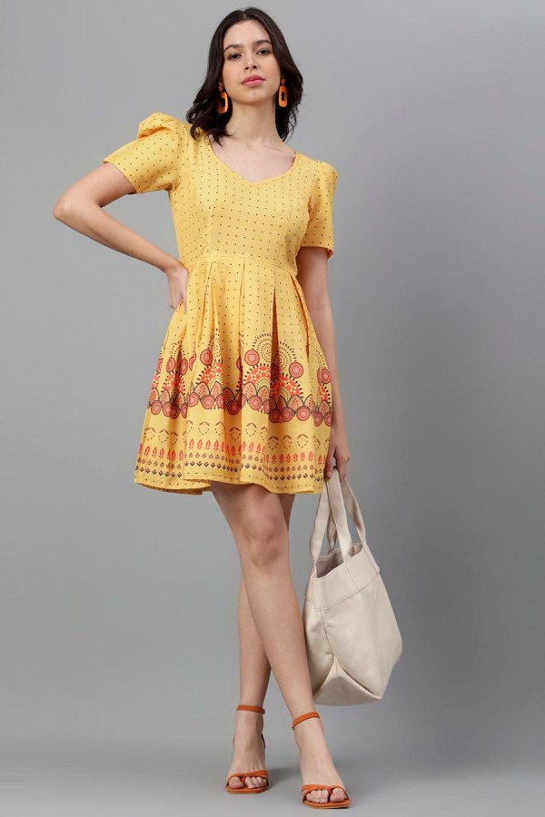 Yellow Cotton Blend Western Dress - Image 2