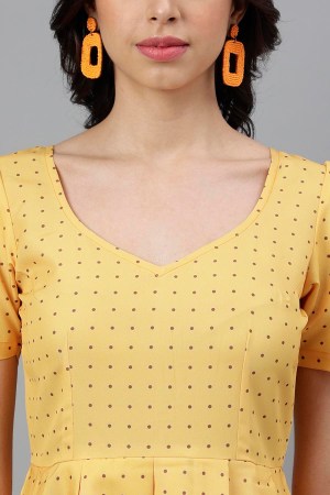 Yellow Cotton Blend Western Dress - Image 3