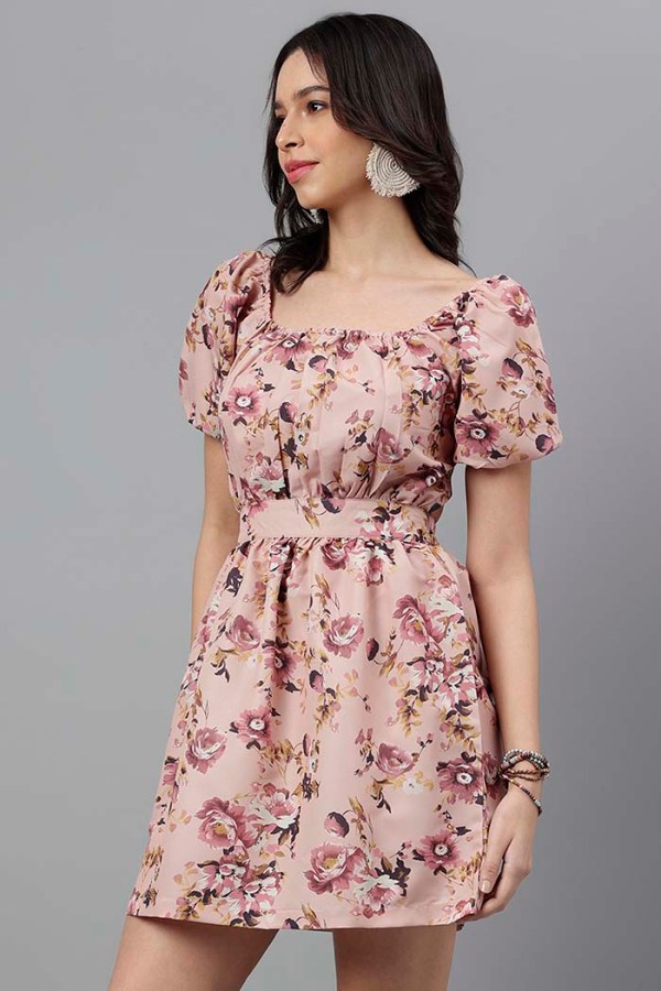Peach Cotton Blend Western Dress - Image 4
