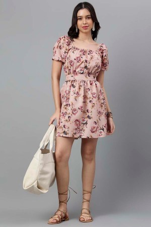 Peach Cotton Blend Western Dress - Image 2
