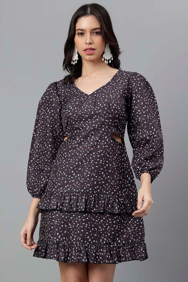 Black Cotton Blend Casual Western Dress - Image 5