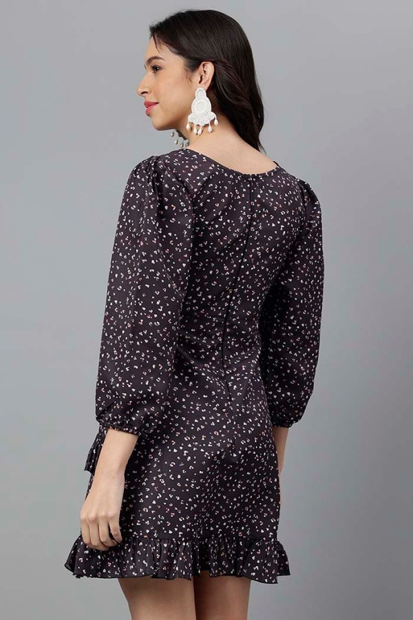 Black Cotton Blend Casual Western Dress - Image 7