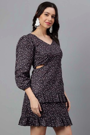 Black Cotton Blend Casual Western Dress - Image 4