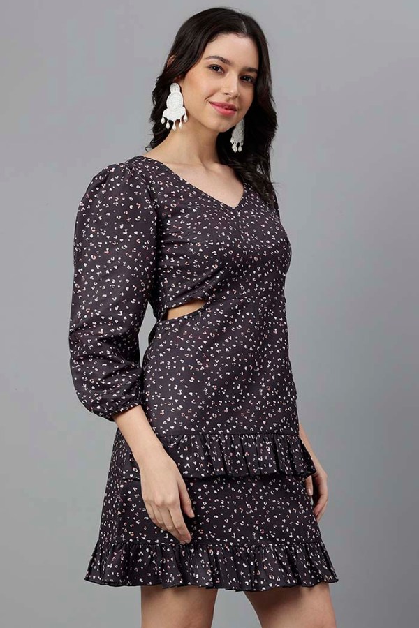 Black Cotton Blend Casual Western Dress - Image 4