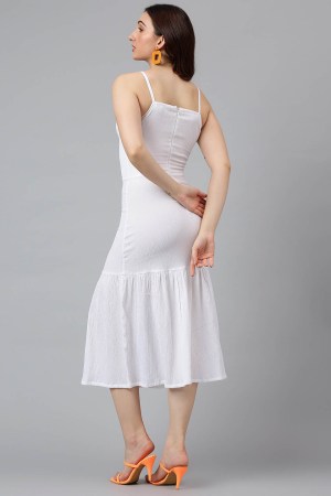 White Cotton Blend Western Dress - Image 7