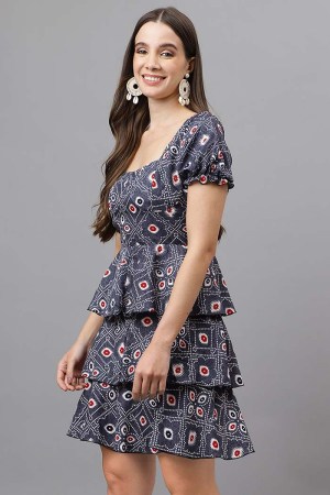 Black Cotton Blend Casual Western Dress - Image 7