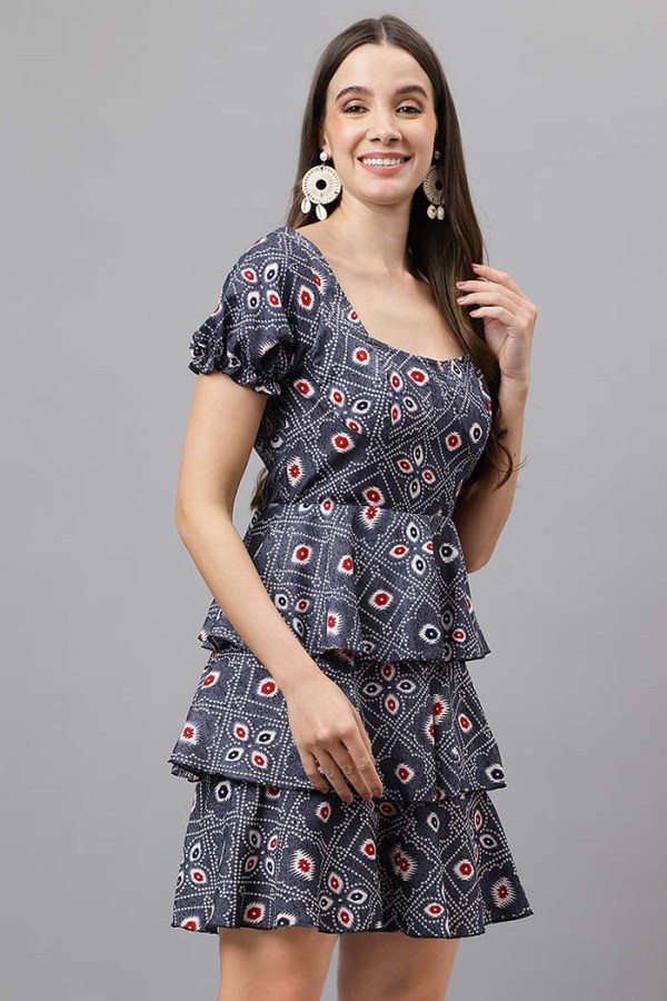 Black Cotton Blend Casual Western Dress - Image 3