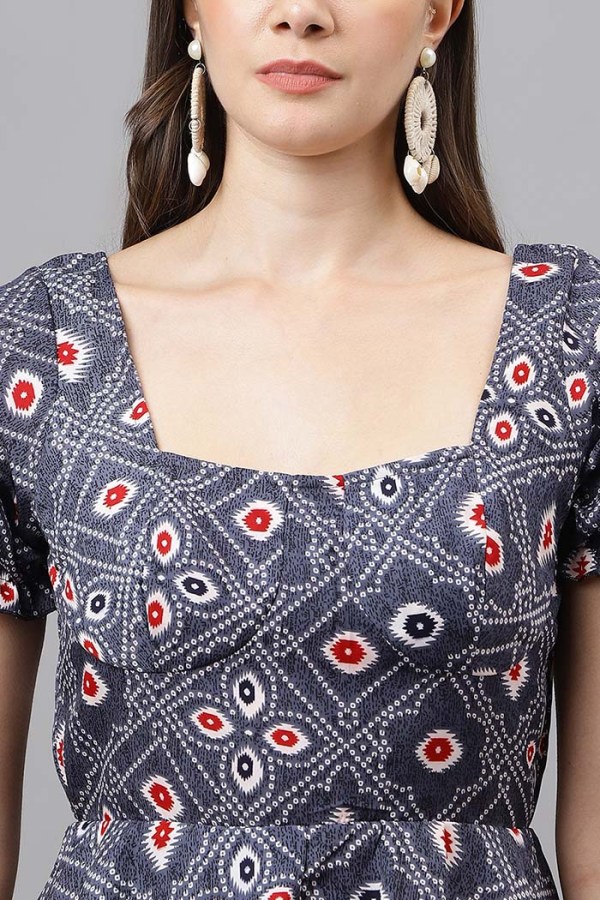 Black Cotton Blend Casual Western Dress - Image 2