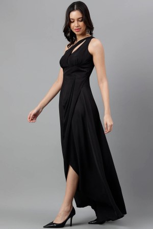 Black Cotton Blend Casual Western Wear Dress - Image 4