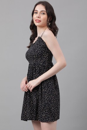 Black Cotton Blend Casual Western Dress - Image 4