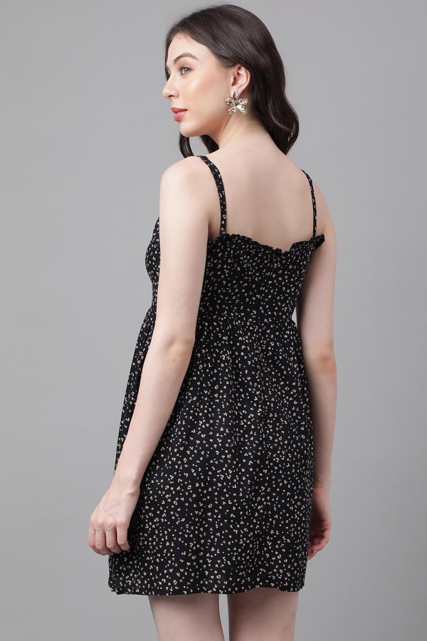 Black Cotton Blend Casual Western Dress - Image 8
