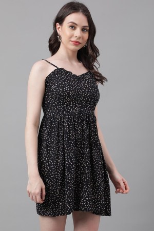 Black Cotton Blend Casual Western Dress - Image 2