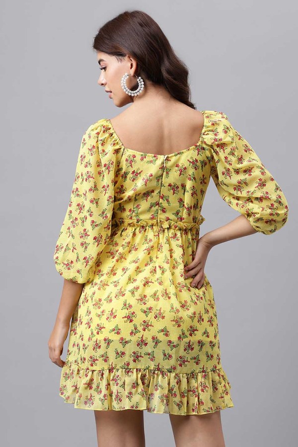 Yellow Cotton Blend Western Dress - Image 7