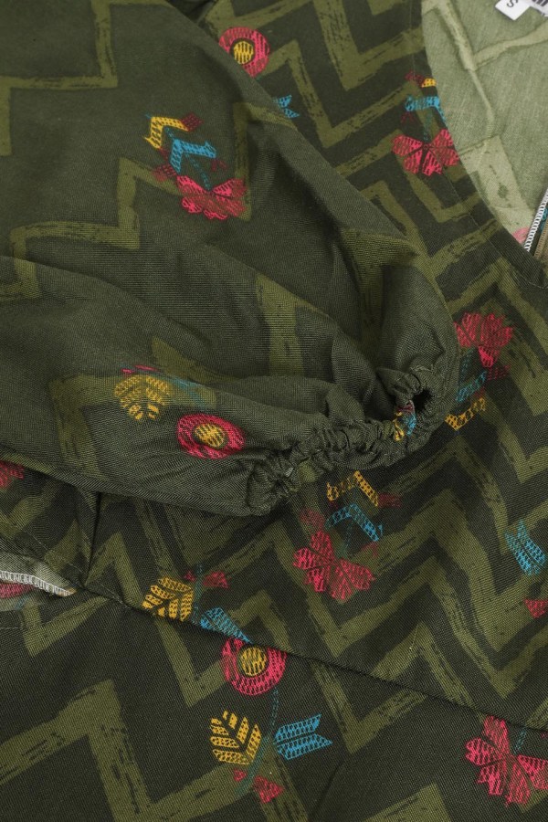 Green Cotton Blend Casual Western Dress - Image 5