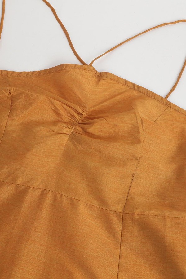 Mustard Cotton Blend Casual Western Dress - Image 4