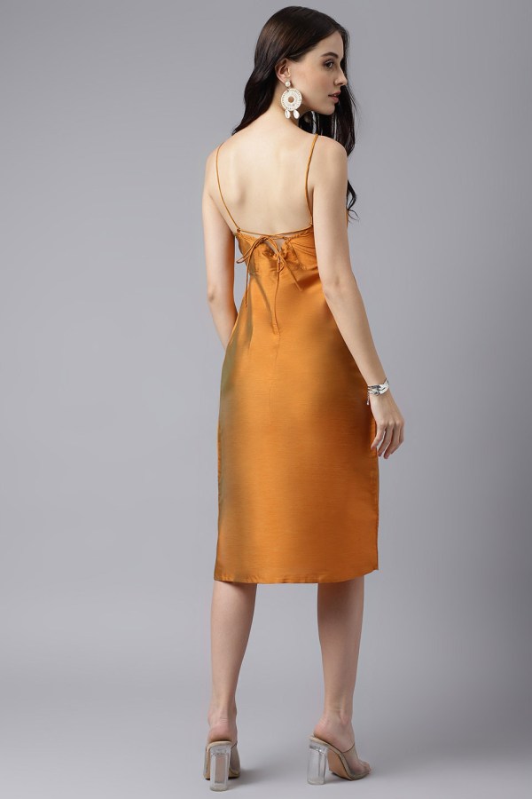 Mustard Cotton Blend Casual Western Dress - Image 7