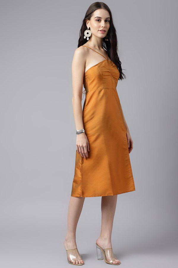 Mustard Cotton Blend Casual Western Dress - Image 6