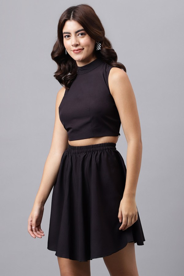 Black Cotton Blend Casual Western Dress - Image 2