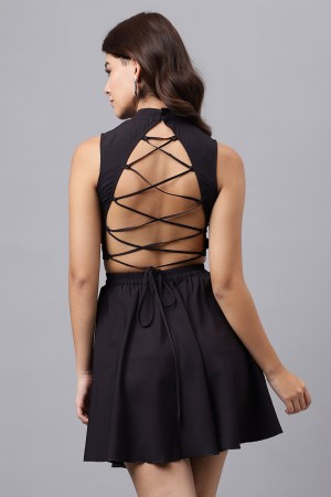 Black Cotton Blend Casual Western Dress - Image 9