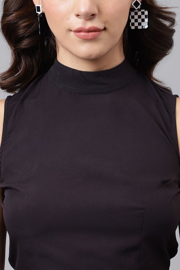 Black Cotton Blend Casual Western Dress - Image 5