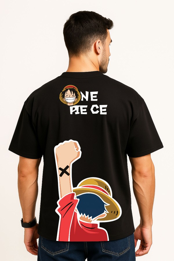 One Piece Black Oversized T-Shirt - Image 3