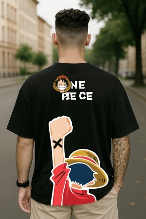 One Piece Black Oversized T-Shirt