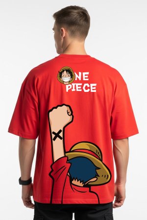 One Piece Red Oversized T-Shirt - Image 3