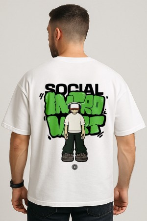 Social Introvert White Oversized T-Shirt