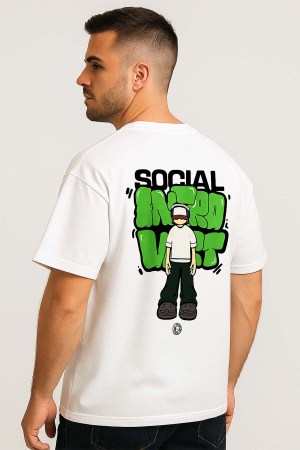 Social Introvert White Oversized T-Shirt - Image 4