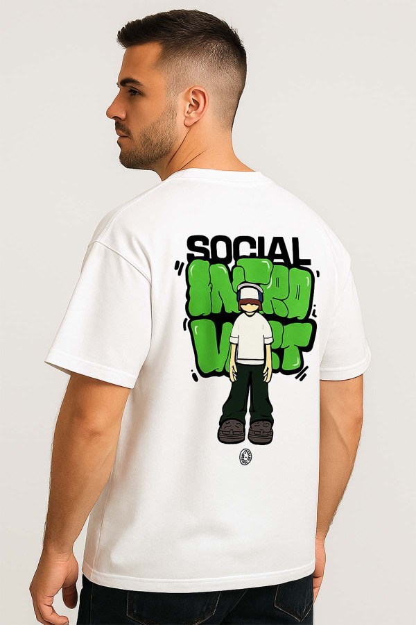 Social Introvert White Oversized T-Shirt - Image 4