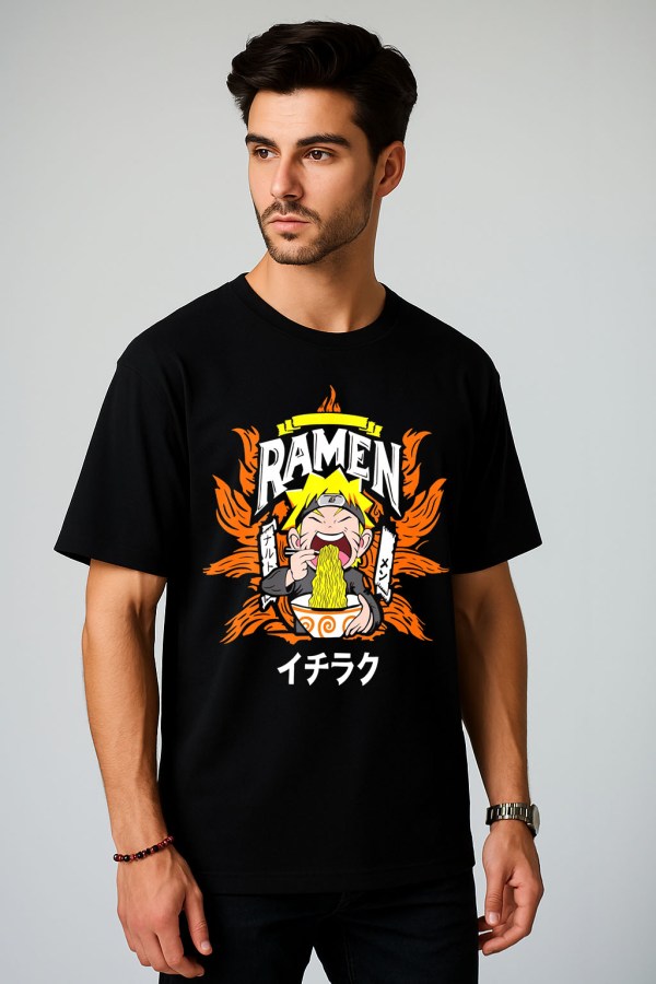 Naruto Ramen Black Oversized T-Shirt - Image 2