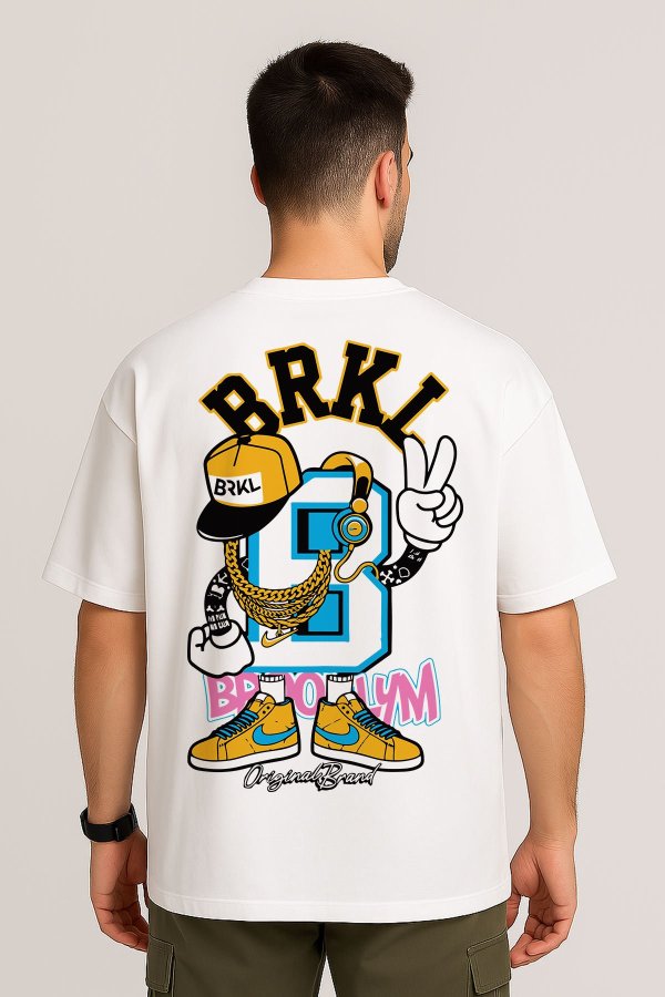 BRKL White Oversized T-Shirt - Image 3