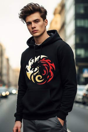 Gold Dragon Black Premium Hoodie