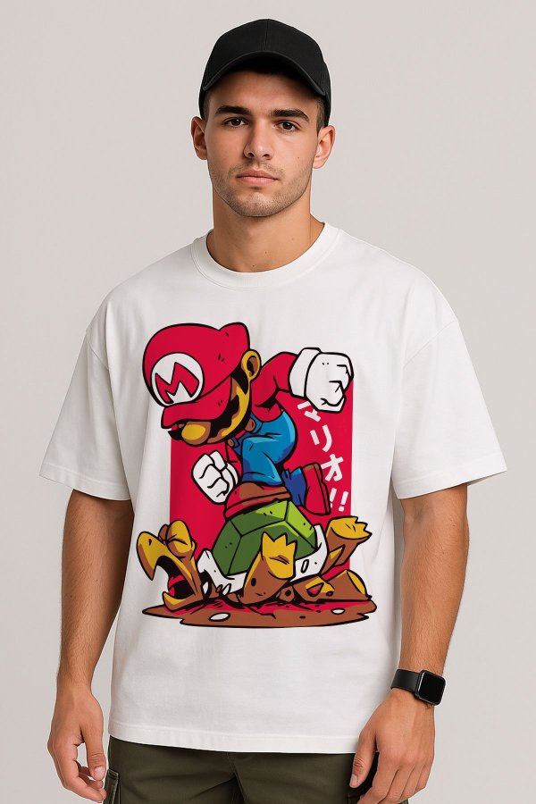 Mario White Oversized T-Shirt - Image 2