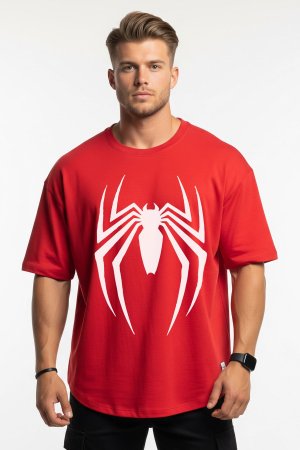 Spider Candy Apple Red Oversized T-Shirt - Image 2