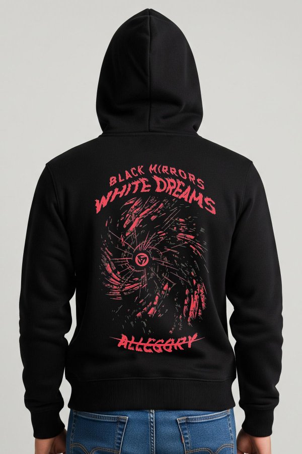 Black Mirrors White Dreams Black Premium Hoodie - Image 6