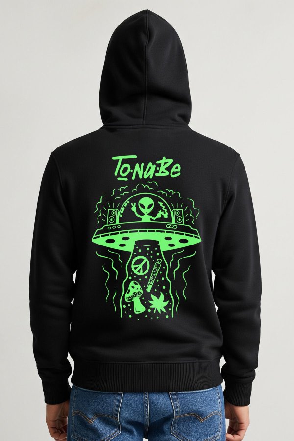 Alien Space Black Premium Hoodie - Image 6