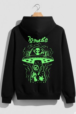 Alien Space Black Premium Hoodie - Image 5