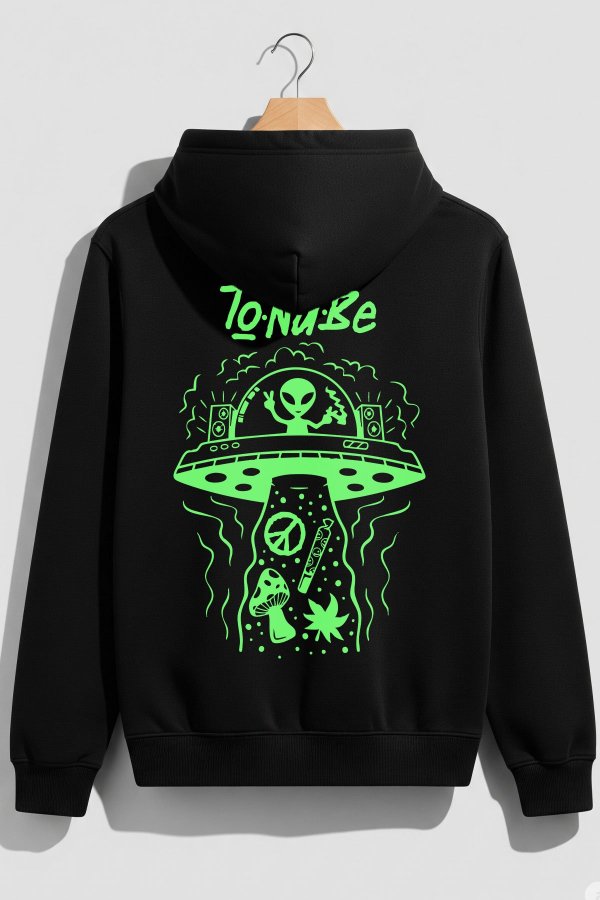 Alien Space Black Premium Hoodie - Image 5