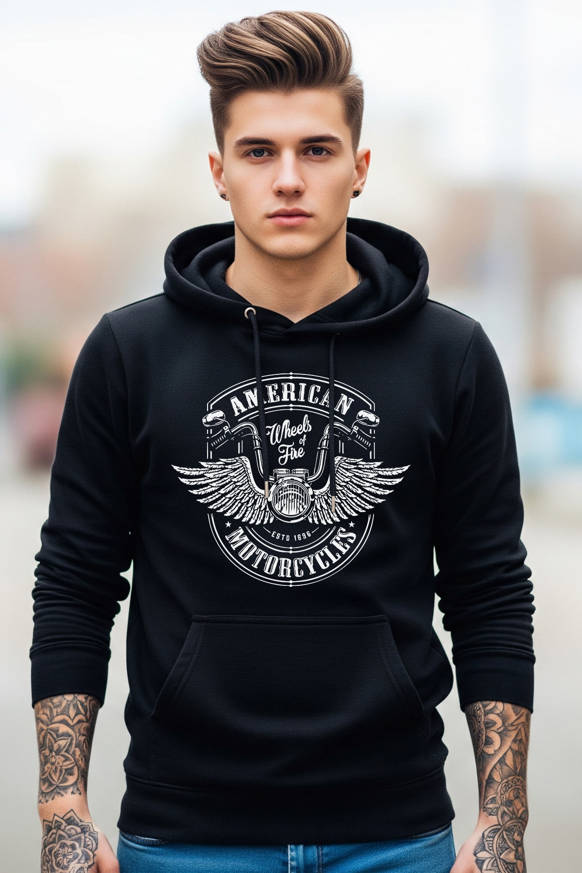 American Motorcycles Black Premium Hoodie