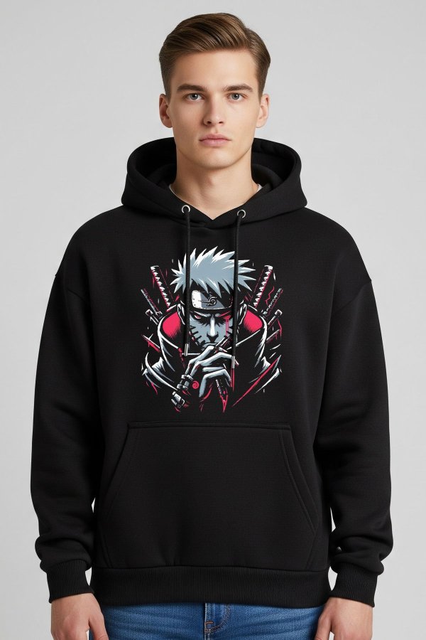 Naruto Warrior Black Oversized Hoodie - Image 4