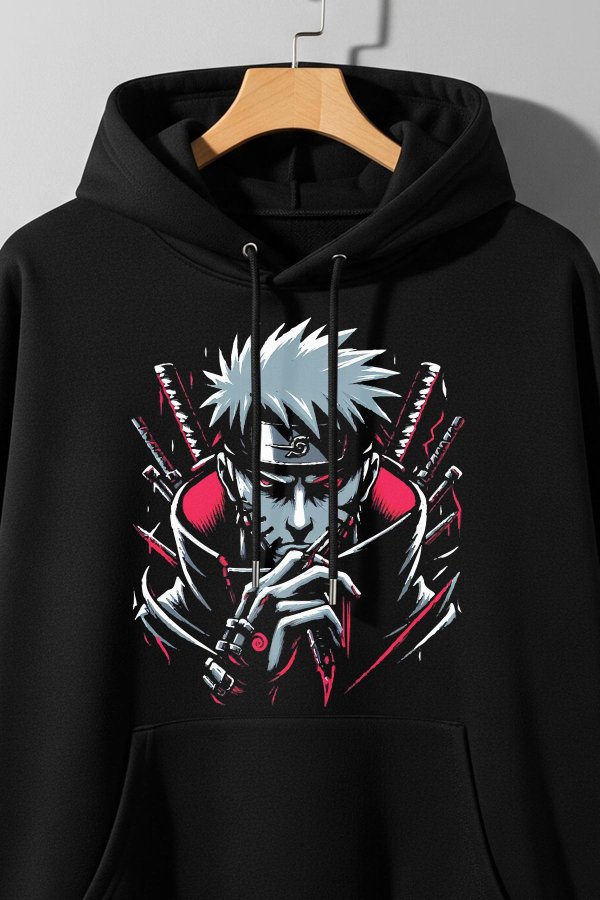 Naruto Warrior Black Oversized Hoodie - Image 3