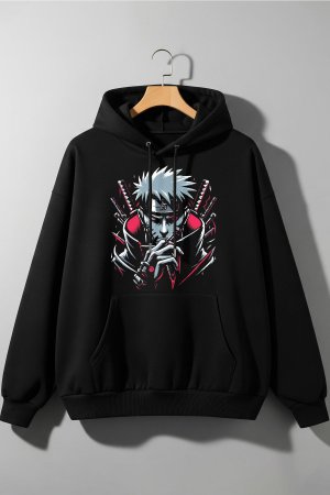 Naruto Warrior Black Oversized Hoodie - Image 2