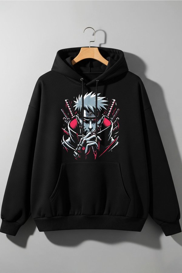 Naruto Warrior Black Oversized Hoodie - Image 2