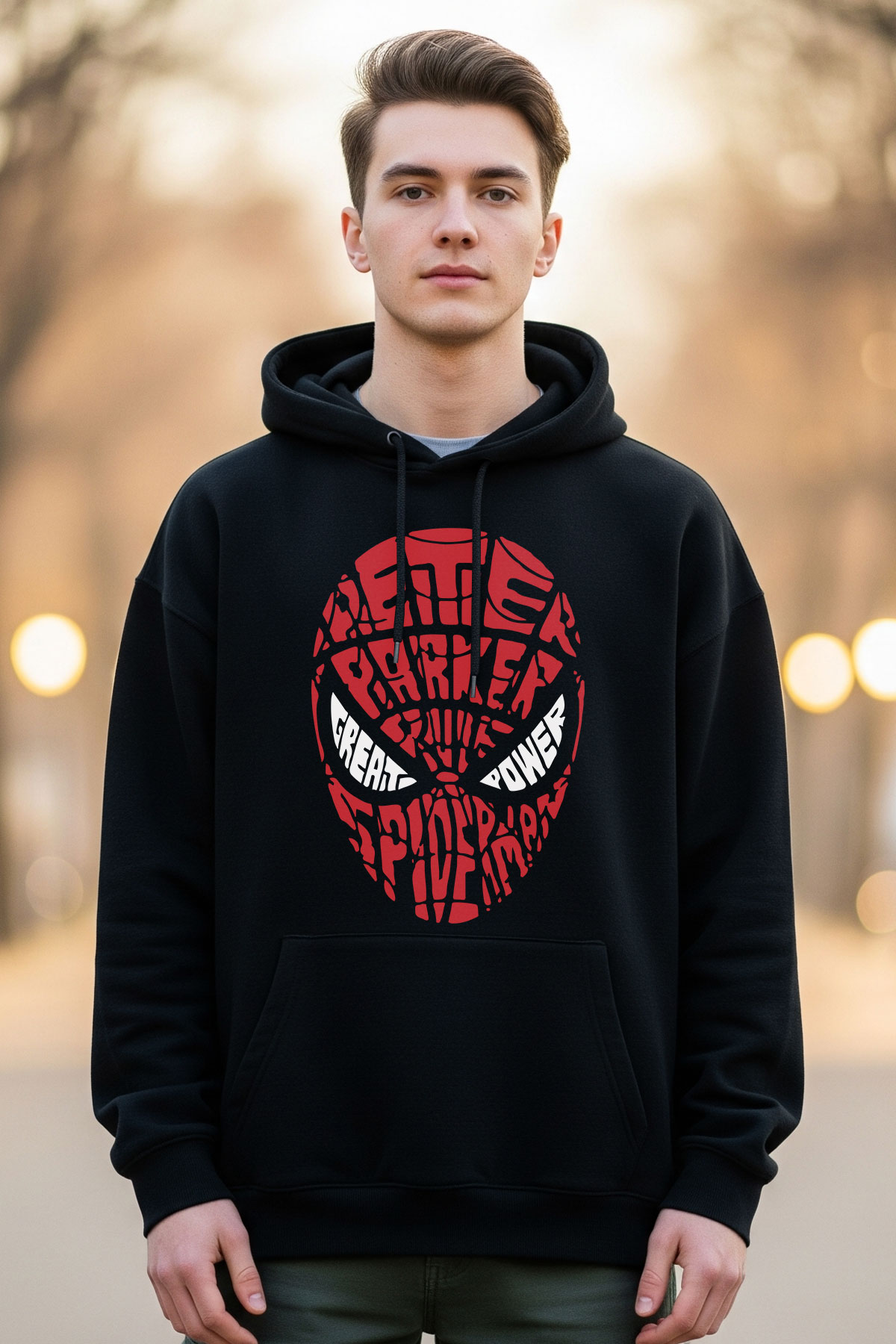Great Power Black Oversized Hoodie