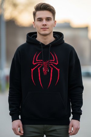 Spider Black Oversized Hoodie