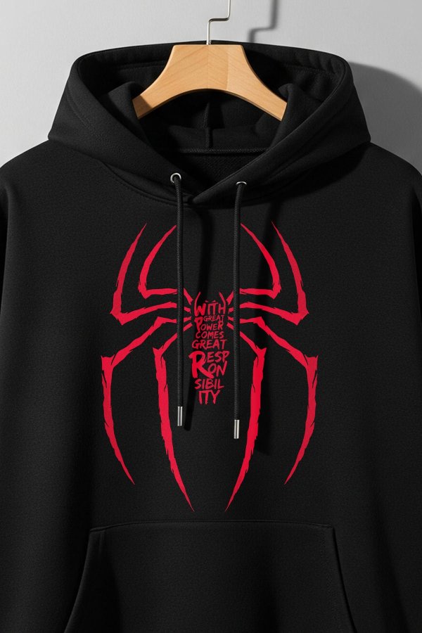 Spider Black Oversized Hoodie - Image 3