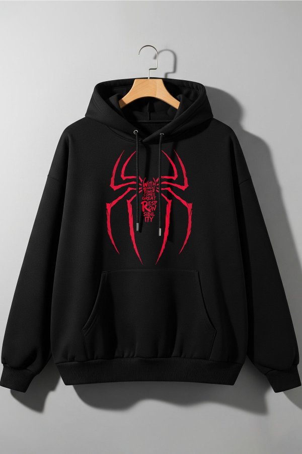 Spider Black Oversized Hoodie - Image 2