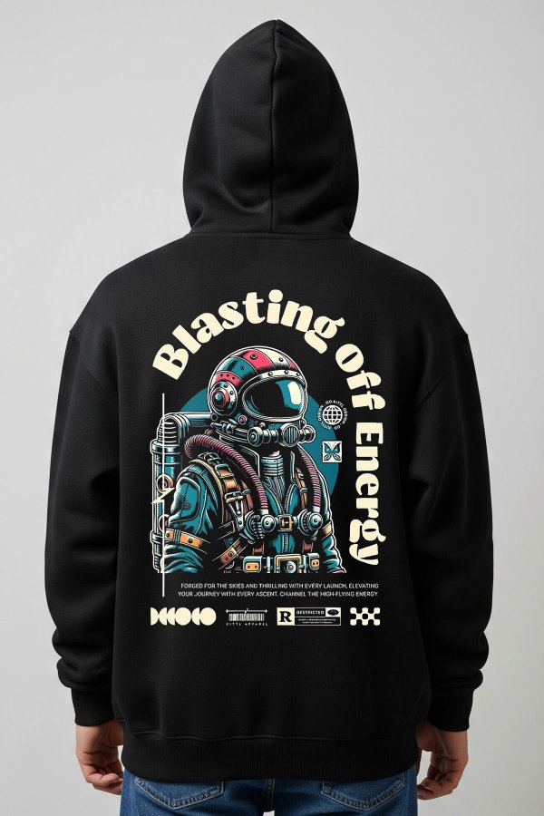 Blasting Off Energy Black Oversized Hoodie - Image 6